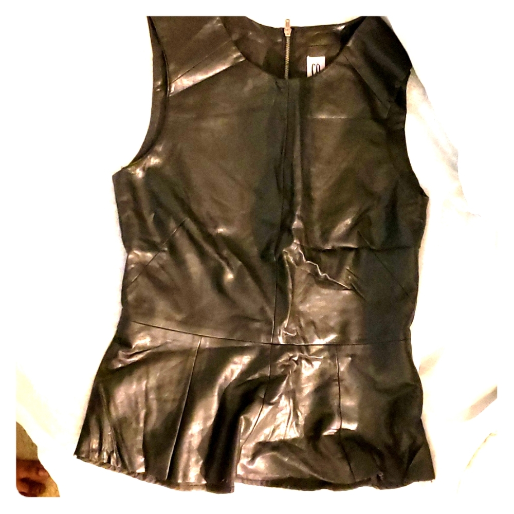 Peplum leather top